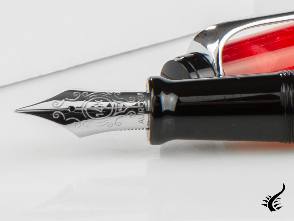 Aurora Optima Rossa Fountain Pen, Auroloide, Chrome Trim, 996-CR