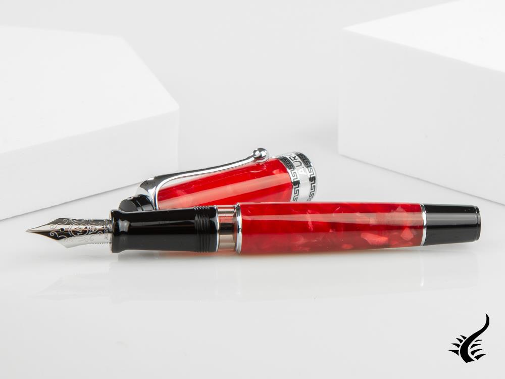 Aurora Optima Rossa Fountain Pen, Auroloide, Chrome Trim, 996-CR