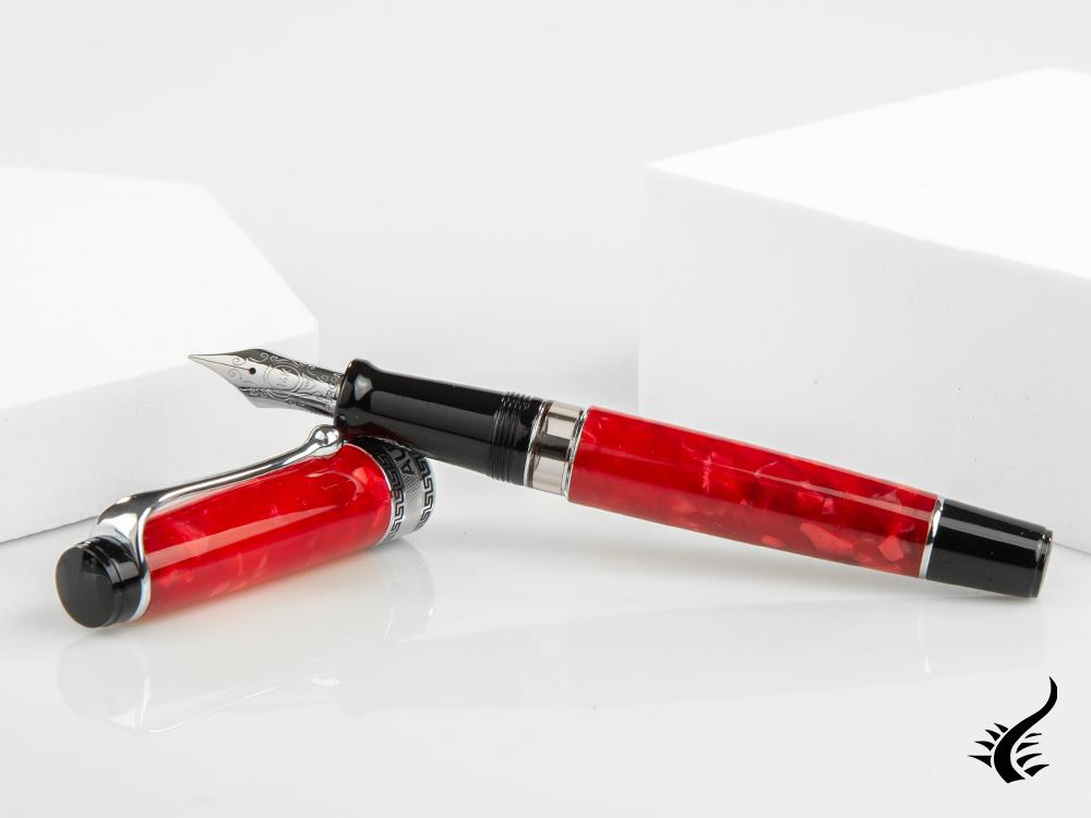 Aurora Optima Rossa Fountain Pen, Auroloide, Chrome Trim, 996-CR