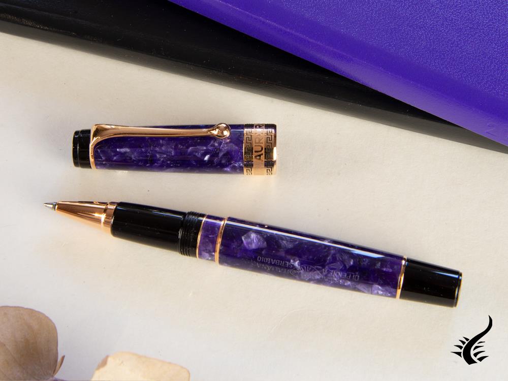 Aurora Optima Rollerball pen, Auroloide, Violet, Rose Gold PVD 975-VI