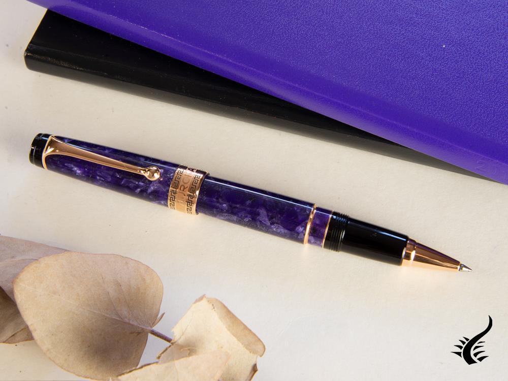 Aurora Optima Rollerball pen, Auroloide, Violet, Rose Gold PVD 975-VI