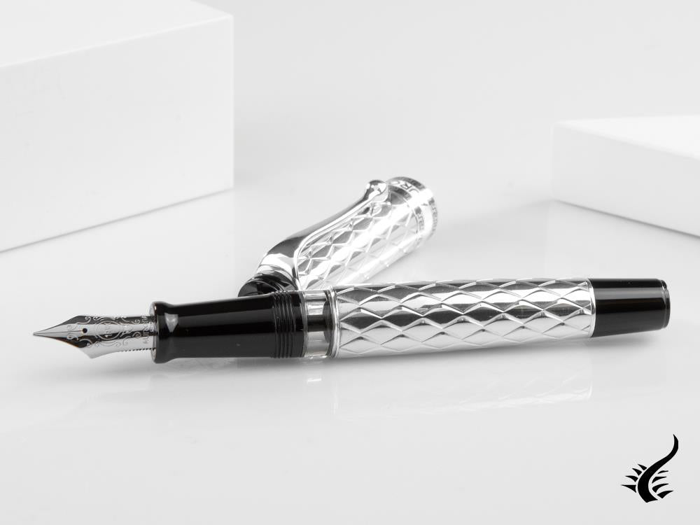 Aurora Riflessi Fountain Pen - Sterling Silver .925-G11