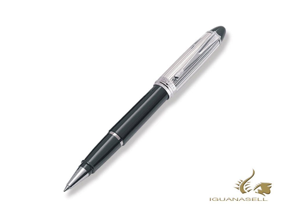 Aurora Ipsilon Rollerball pen, Resin, Silver trim, Black, B74CN