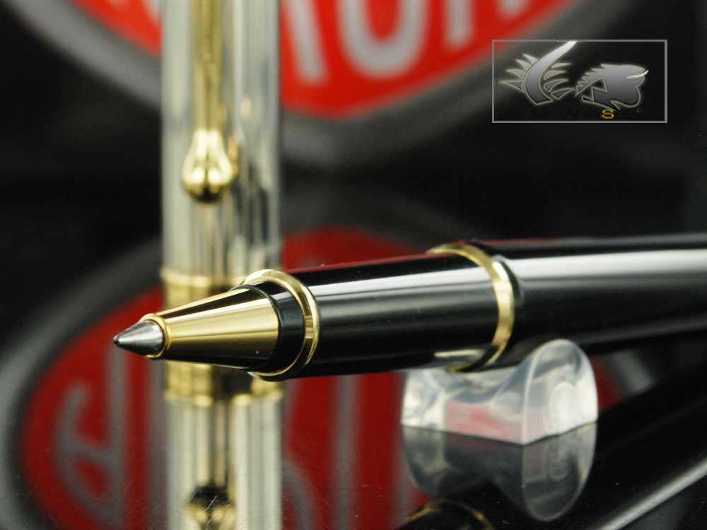 Aurora 88 Rollerball pen, Resin, Black, Silver trim, 873