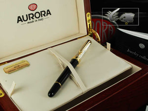 Aurora 88 Rollerball pen, Resin, Black, Silver trim, 873