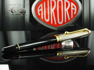 Aurora 88 Rollerball pen, Resin, Black, Silver trim, 873