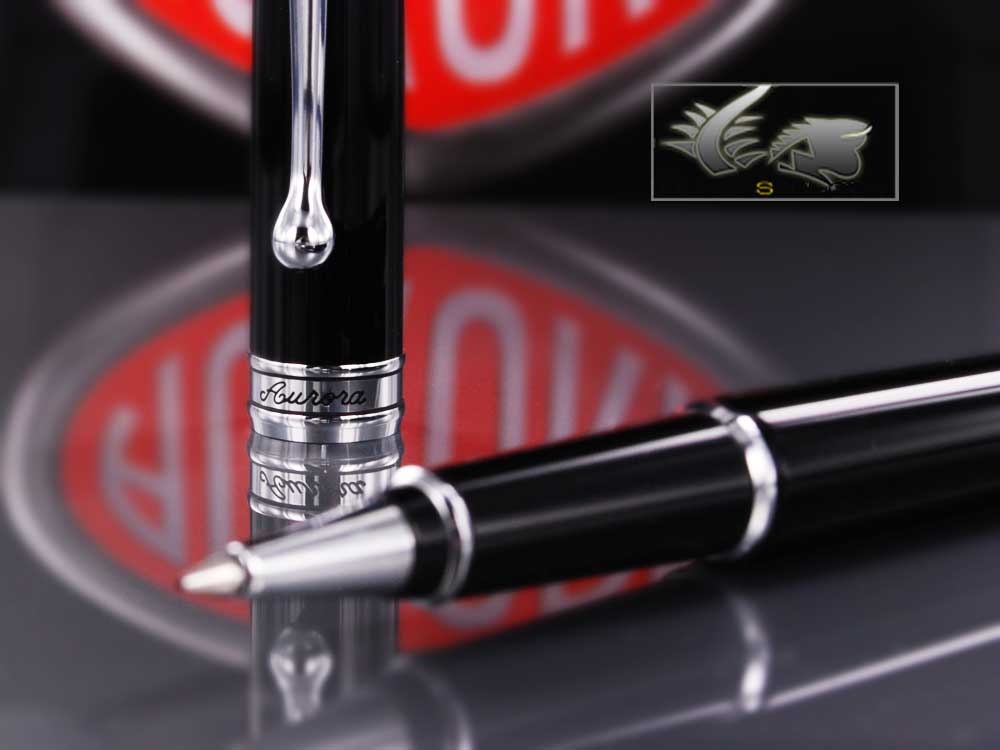 Stylo roller Aurora 88, résine, noir, garniture chromée, 870-C
