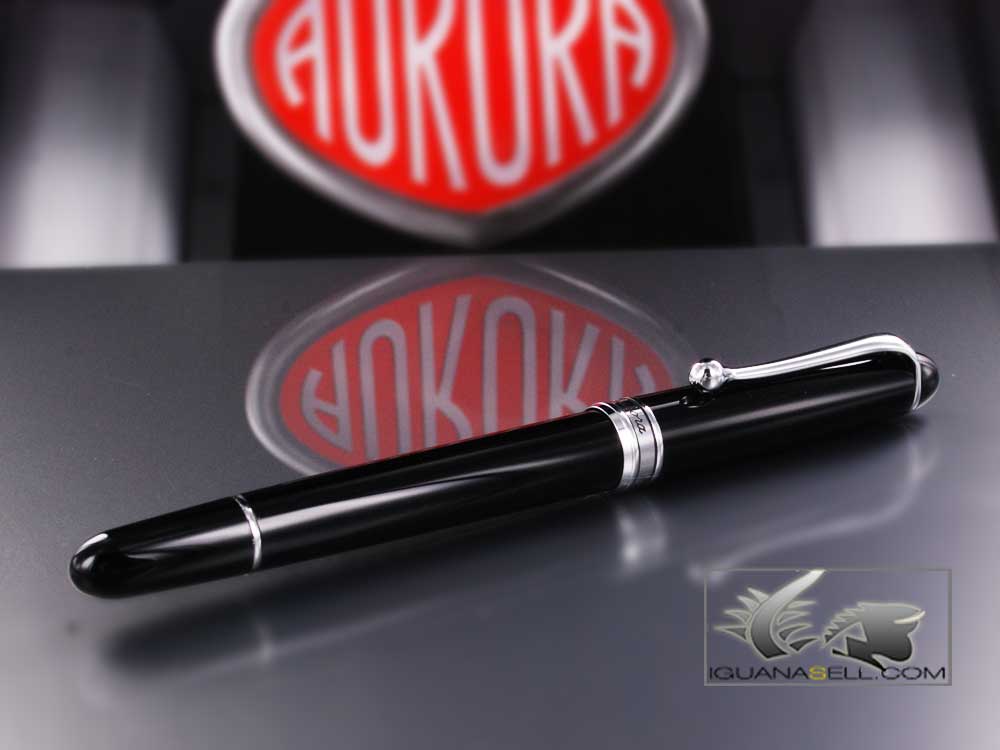 Aurora 88 Rollerball pen, Resin, Black, Chrome Trim, 870-C