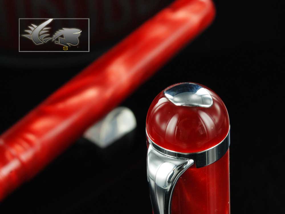 Aurora Alpha Rollerball pen, Resin, Chrome Trim, Red, H71CR