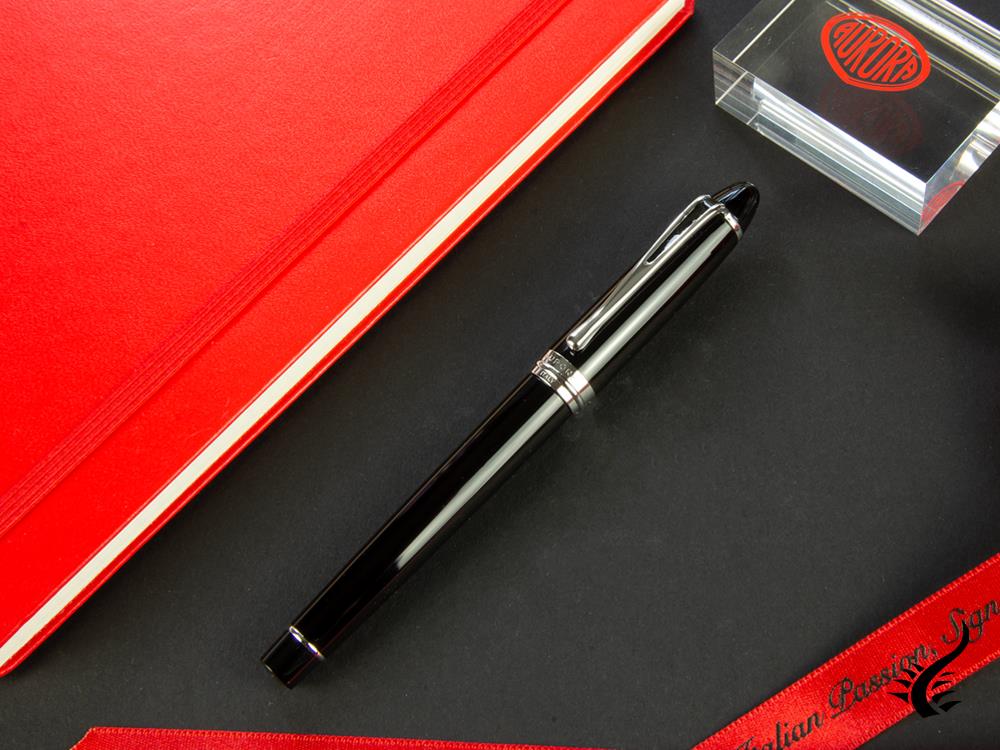 Aurora Roller Pen Ipsilon De Luxe - Black Resin & Chrome - B72C