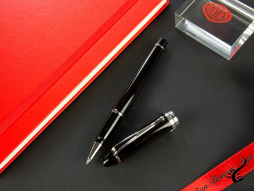 Aurora Roller Pen Ipsilon De Luxe - Black Resin & Chrome - B72C