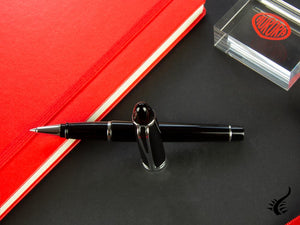 Aurora Roller Pen Ipsilon De Luxe - Black Resin & Chrome - B72C