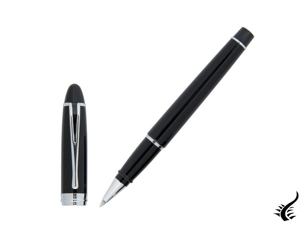 Aurora Roller Pen Ipsilon De Luxe - Black Resin & Chrome - B72C