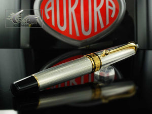 Stylo roller Aurora Optima, argent .925, plaqué or 976