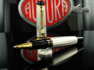 Stylo roller Aurora Optima, argent .925, plaqué or 976