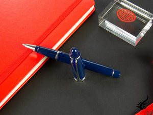 Aurora Rollerball Pen Ipsilon De Luxe -Blue Resin & Chrome Trims-B72CB