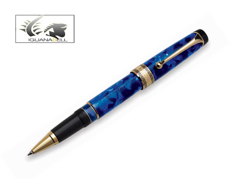 Aurora Optima Rollerball pen, Auroloide, Blue, Gold plated 975BA