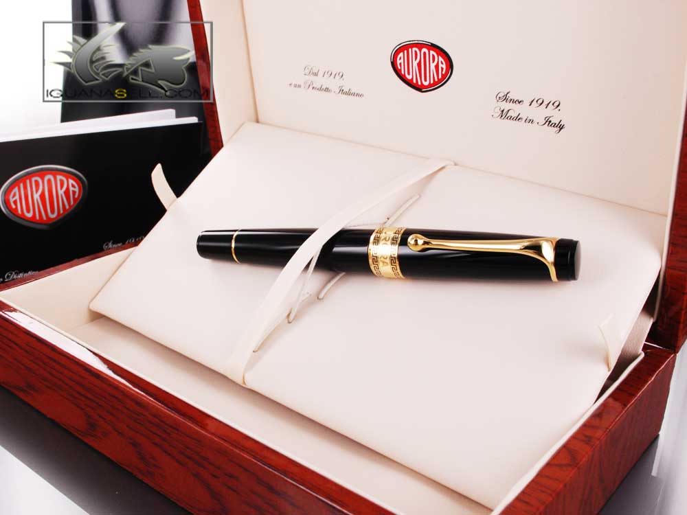 Aurora Optima Rollerball pen, Resin, Black, Gold plated 975N