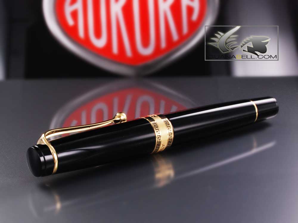 Aurora Optima Rollerball pen, Resin, Black, Gold plated 975N