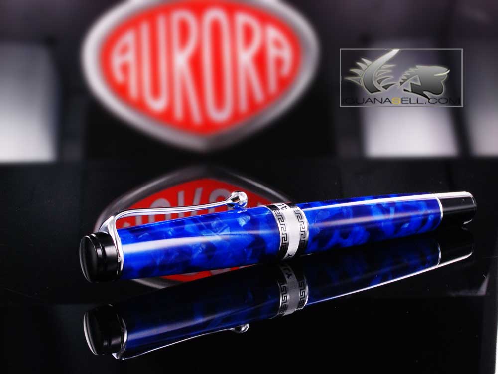 Stylo roller Aurora Optima, Auroloide, bleu, garniture chromée 975-CBA