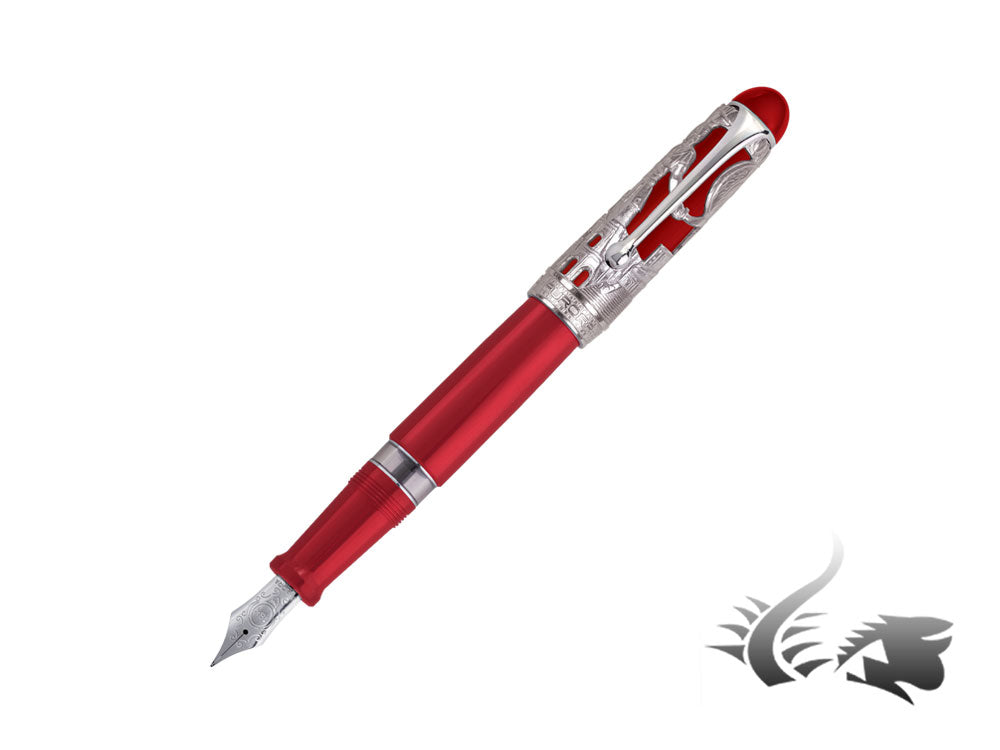 Aurora Special edition Fountain Pen, .925 silver trim, Red, 800-AR