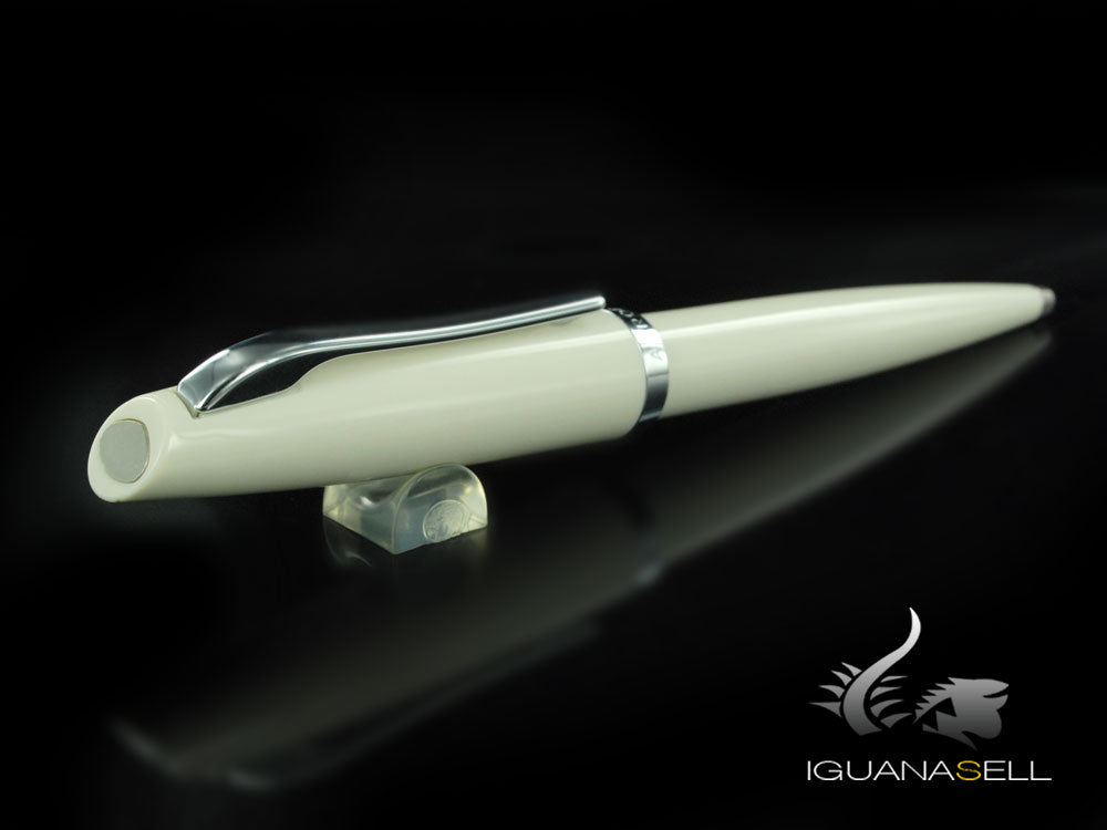 Aurora Style Ballpoint Pen  - White Resin and Chromed Trims - E32CW