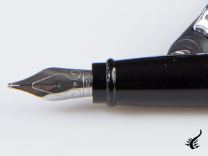 Stylo plume style Aurora, résine noire, garniture chromée, E20N