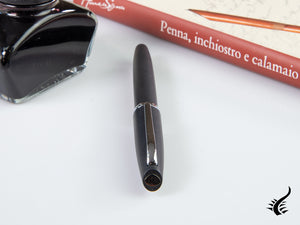 Stylo plume style Aurora, résine noire, garniture chromée, E20N