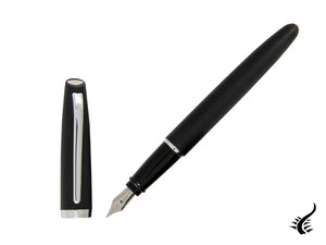 Aurora Style Fountain Pen, Black Resin, Chrome trim, E20N