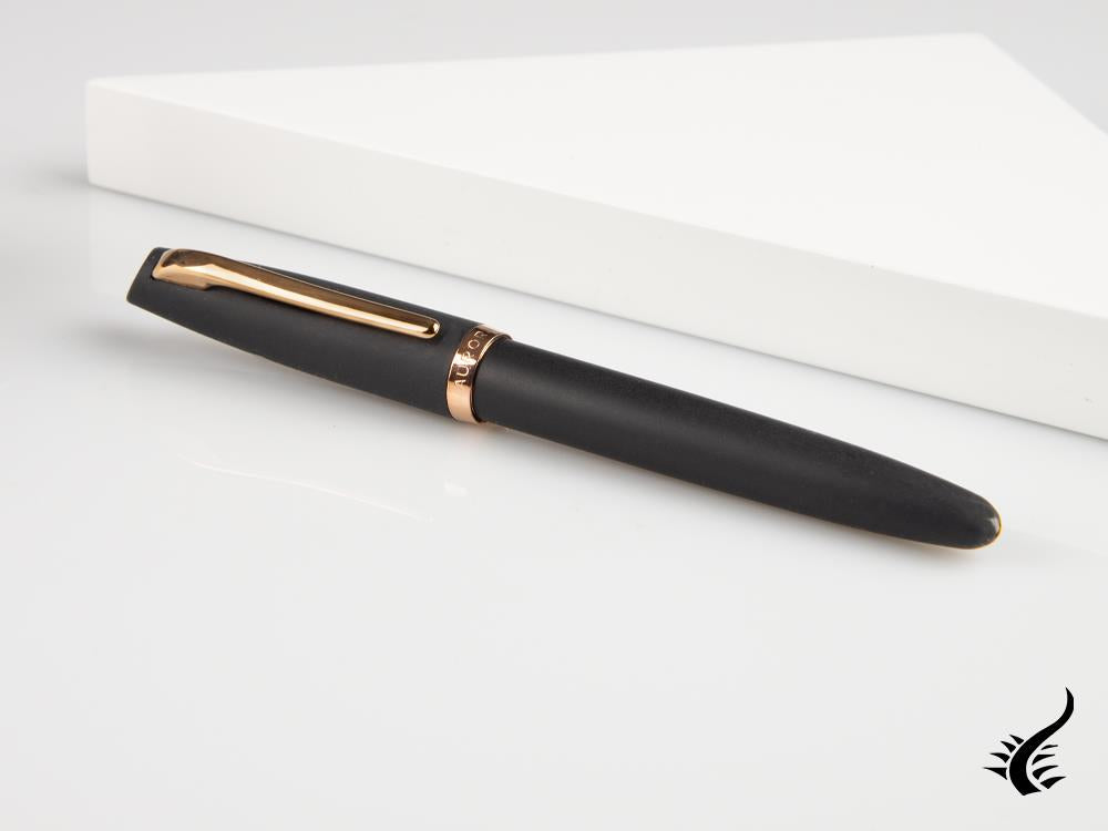 Aurora Style Fountain Pen, Black Resin, Rose gold trim, E20PN