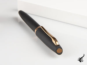 Aurora Style Fountain Pen, Black Resin, Rose gold trim, E20PN