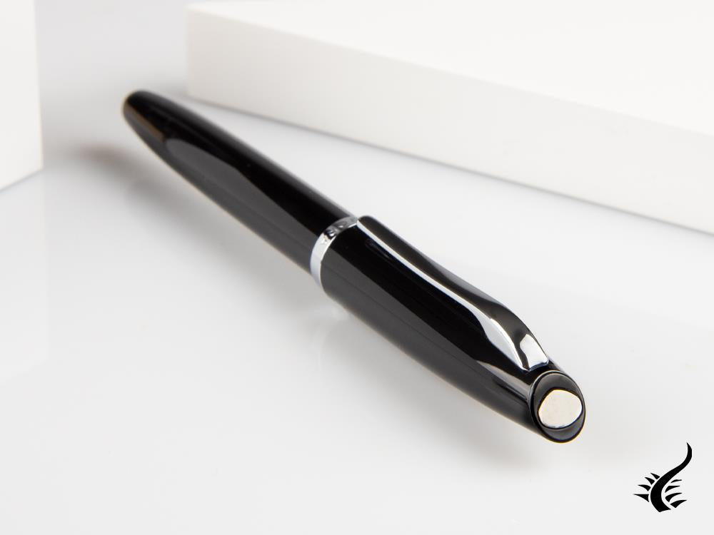 Aurora Style Fountain Pen - Black Resin and Chrome Trims - E12N