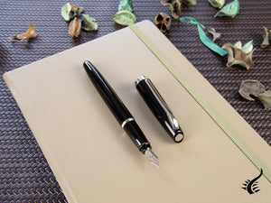 Aurora Style Fountain Pen - Black Resin and Chrome Trims - E12N