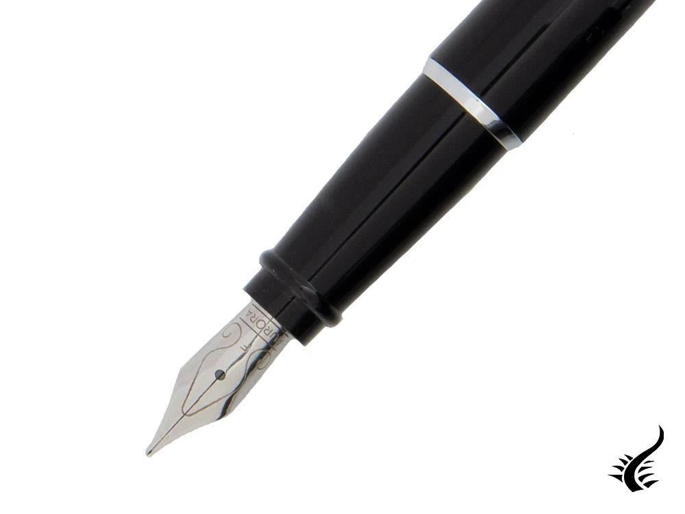 Aurora Style Fountain Pen - Black Resin and Chrome Trims - E12N