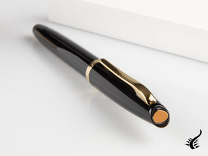 Aurora Style Fountain Pen - Black and Gold-Plated  -  E12DN