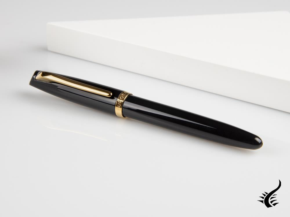 Aurora Style Fountain Pen - Black and Gold-Plated  -  E12DN