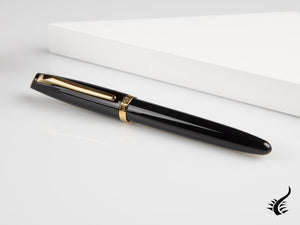 Aurora Style Fountain Pen - Black and Gold-Plated  -  E12DN