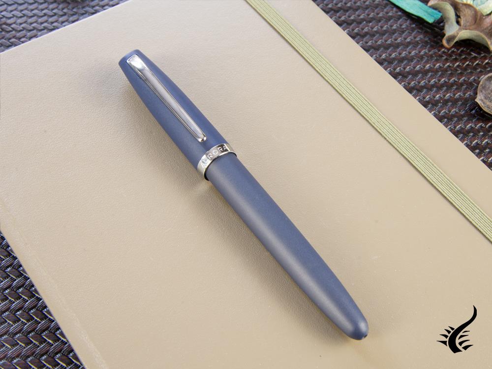 Aurora Style Fountain Pen, Blue Resin, Chrome trim, E20B