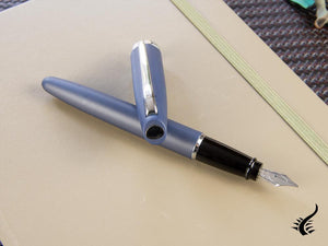 Aurora Style Fountain Pen, Blue Resin, Chrome trim, E20B