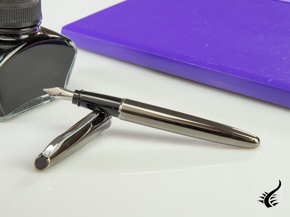 Aurora Style Fountain Pen, Lacquer, Chrome Trim, Grey, E13