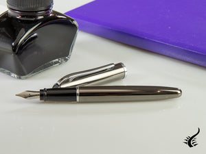 Aurora Style Fountain Pen, Lacquer, Chrome Trim, Grey, E13