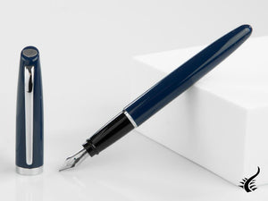 Aurora Style Fountain Pen, Resin, Chrome Trim, Blue, E12CB