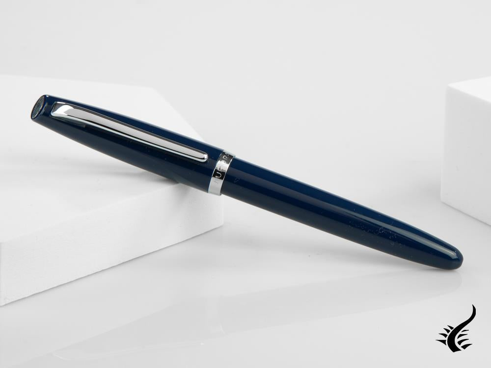 Aurora Style Fountain Pen, Resin, Chrome Trim, Blue, E12CB