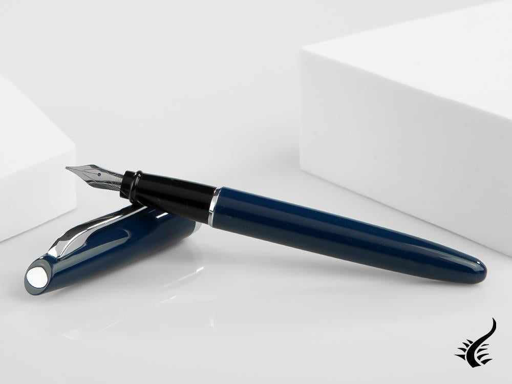 Aurora Style Fountain Pen, Resin, Chrome Trim, Blue, E12CB