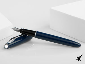 Aurora Style Fountain Pen, Resin, Chrome Trim, Blue, E12CB