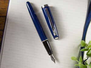 Aurora Style Fountain Pen, Resin, Chrome Trim, Blue, E12CB