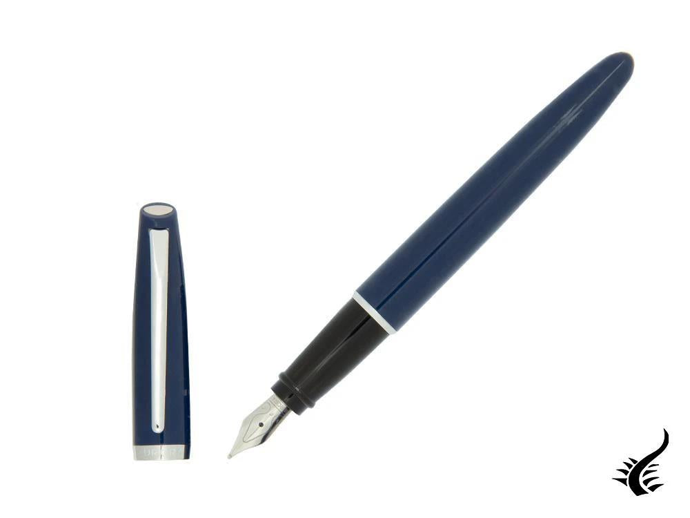 Aurora Style Fountain Pen, Resin, Chrome Trim, Blue, E12CB