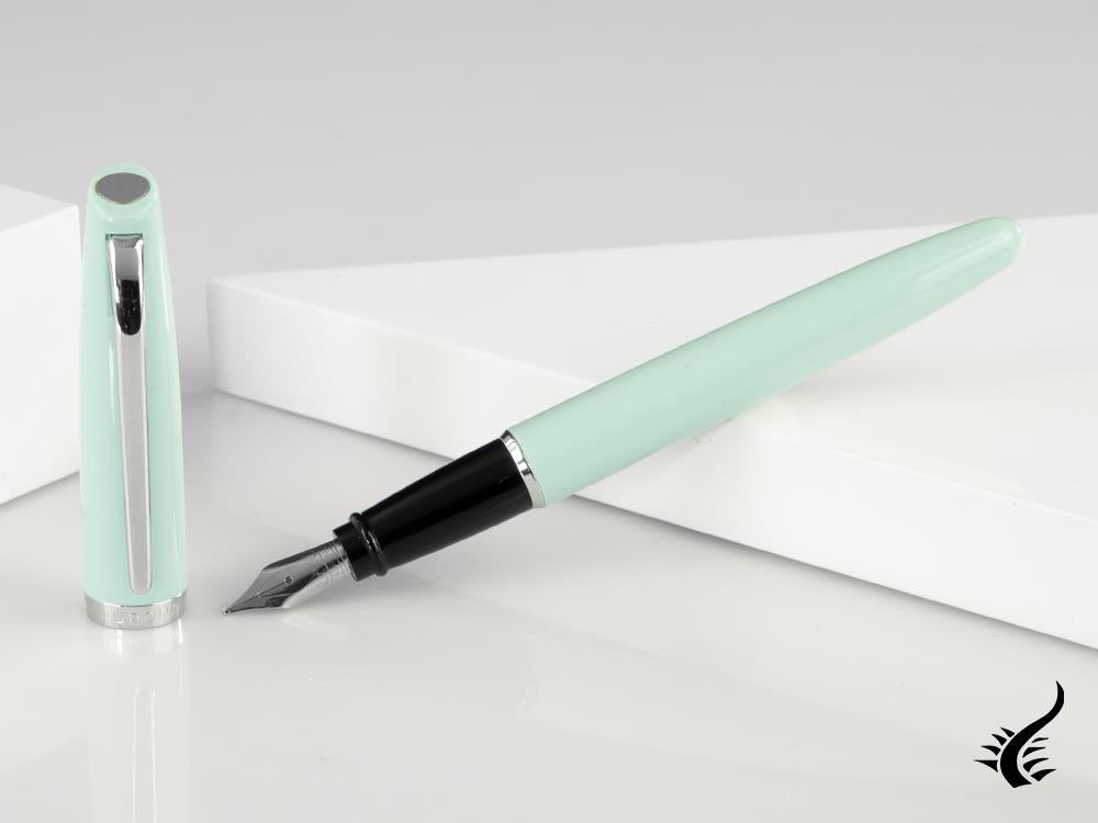 Aurora Style Fountain Pen, Resin, Silver trim, Aquamarine, E12AC