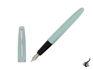 Stylo plume style Aurora, résine, garniture argentée, aigue-marine, E12AC