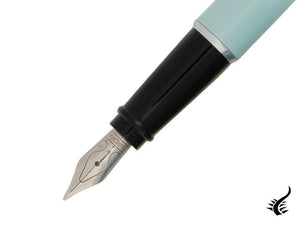 Stylo plume style Aurora, résine, garniture argentée, aigue-marine, E12AC